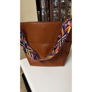 Boho Tote Bag w/ Colorful‎ Woven Strap Shoulder Crossbody